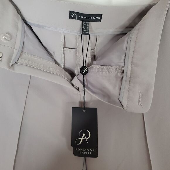 NWT Adrianna Papell Light Gray Slit-Front Slim Fit Ankle Dress Pants Size 10 - Picture 9 of 16